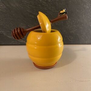 Yellow Honey Pot with Dipper